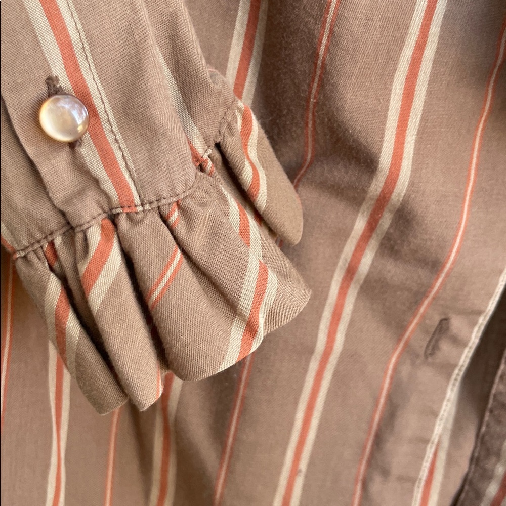 Brown Striped Ruffle Blouse - Picture 3 of 5